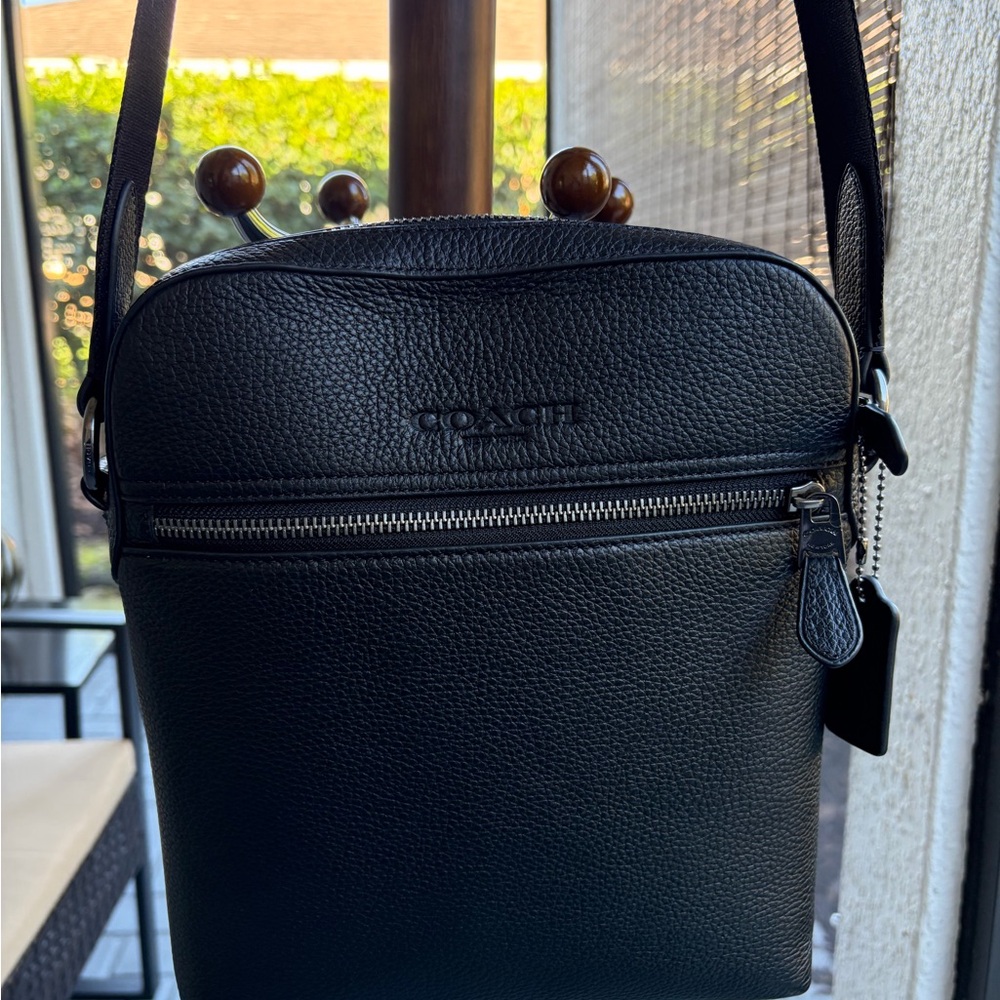 Coach Black Pebbled Leather Messenger Bag